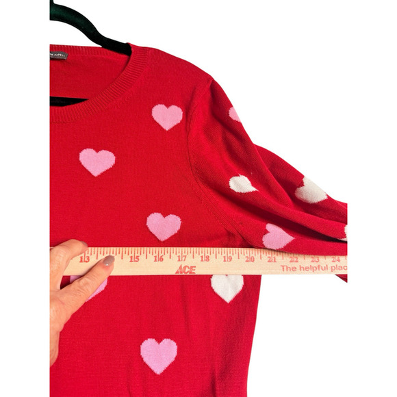 Adrianna‎ Papell Sz XL Crewneck Sweater Hearts Coquette Feminine Cottagecore - Picture 4 of 7